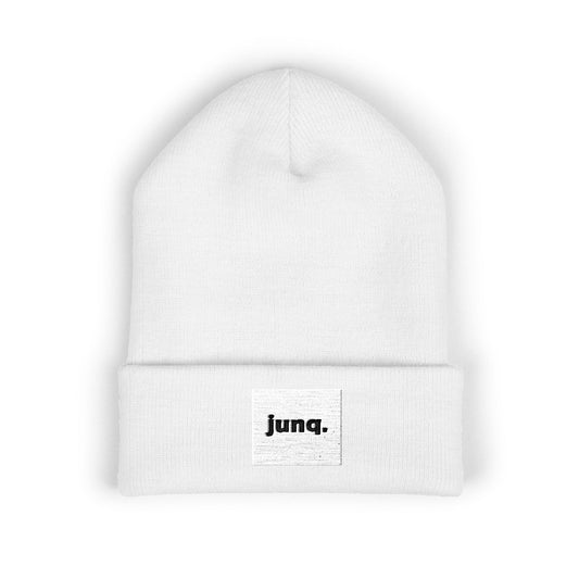 Junq. Embroidered logo beanie (white)